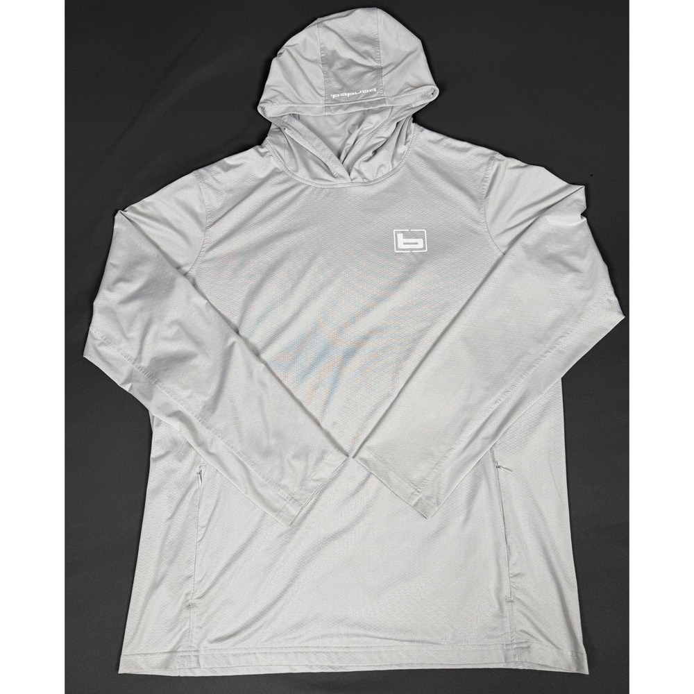 Banded Performance Hoodie Mens XL Grey Long Sleeve Fishing Sun Shirt Face Mask